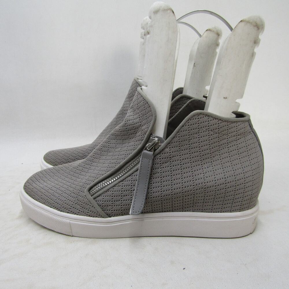 Steve Madden Womens Sz 10 M Gray Fabric Zip Hidden Wedge Ankle Fashion Boots